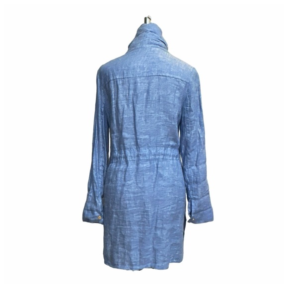 Chico’s Cross Dye Blue Linen Drawstring Utility Shirt. Size 0 - Picture 7 of 11